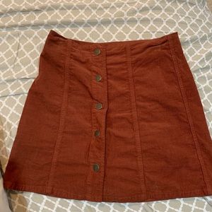 Button down brown jean skirt